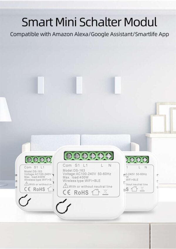 Mini Smart Wifi DIY Switch 163 Live+neutral smart switch - 图片 6