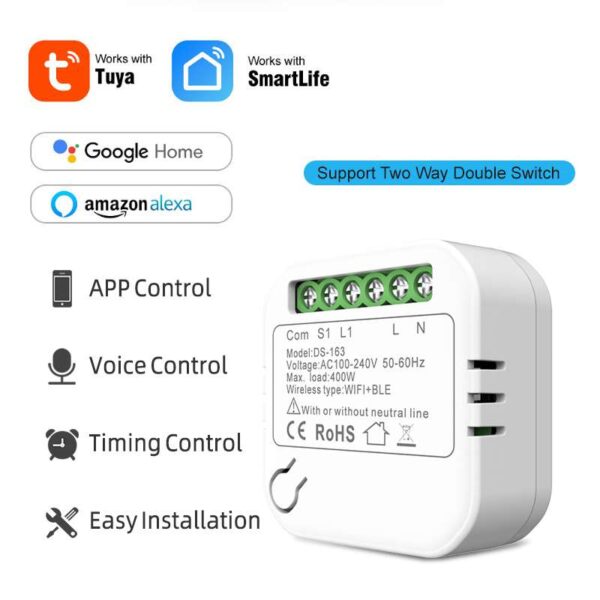 Mini Smart Wifi DIY Switch 163 Live+neutral smart switch - 图片 5