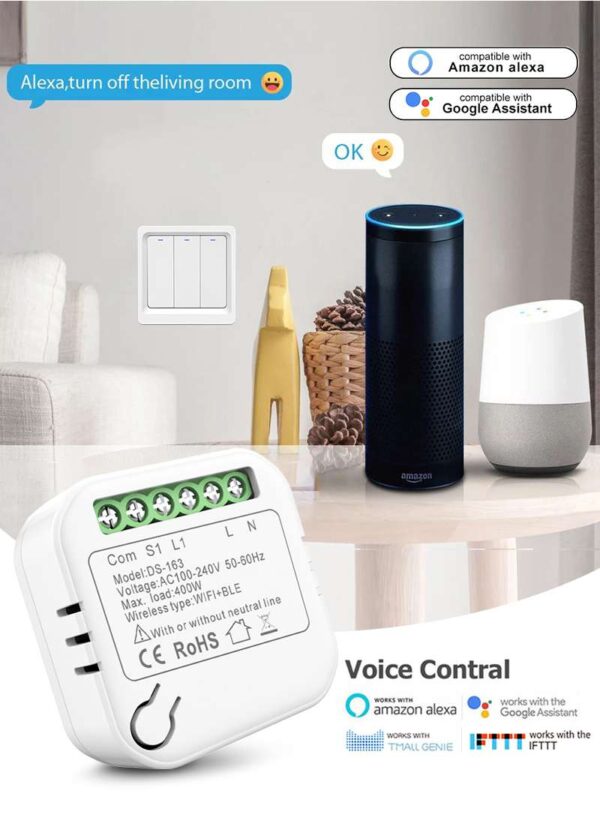 Mini Smart Wifi DIY Switch 163 Live+neutral smart switch - 图片 8