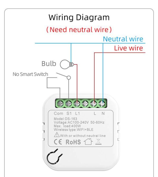 Mini Smart Wifi DIY Switch 163 Live+neutral smart switch - 图片 13