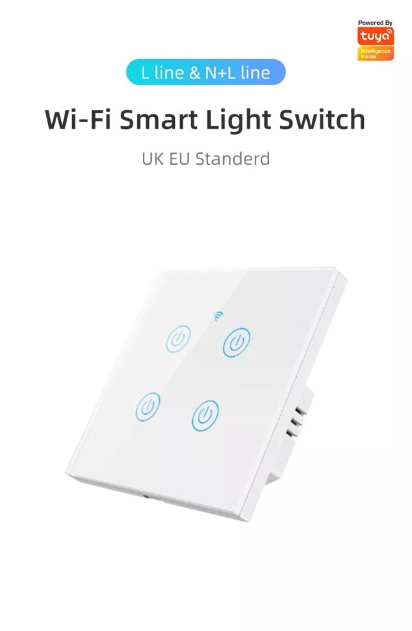 Smart Light Switch 4 gang WiFi N+Lline & L line EU/UK smart network switch - Image 6