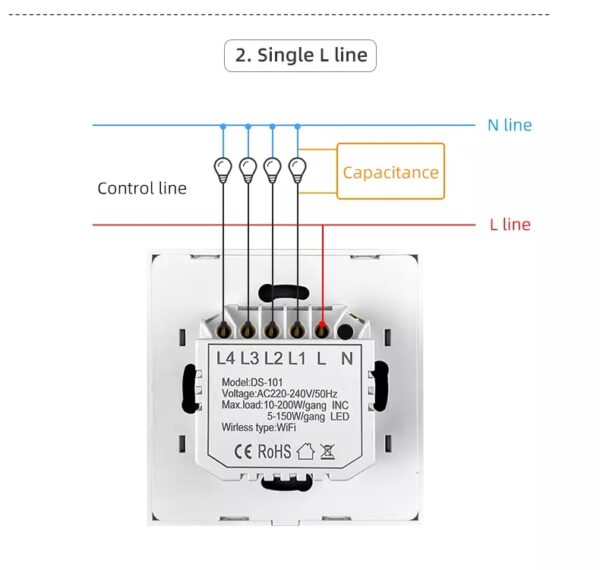 Smart Light Switch 4 gang WiFi N+Lline & L line EU/UK smart network switch - Image 18