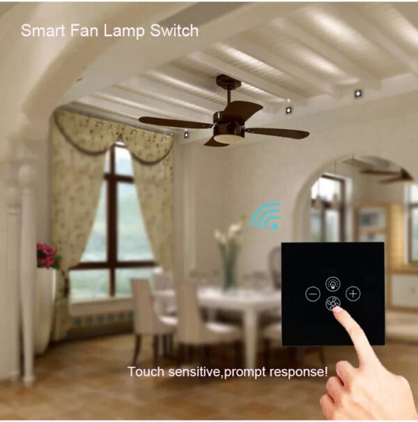 Smart Fan Light Switch 3gang Wi-Fi N+Lline EU/UK smart light switch google home - Image 9