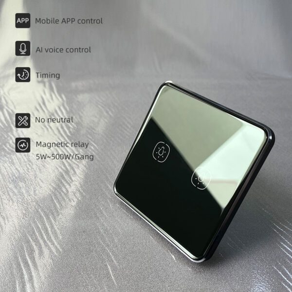 Smart Light Switch 2 gang No neutral ZigBee Single L line EU/UK alexa smart light switch - Image 2