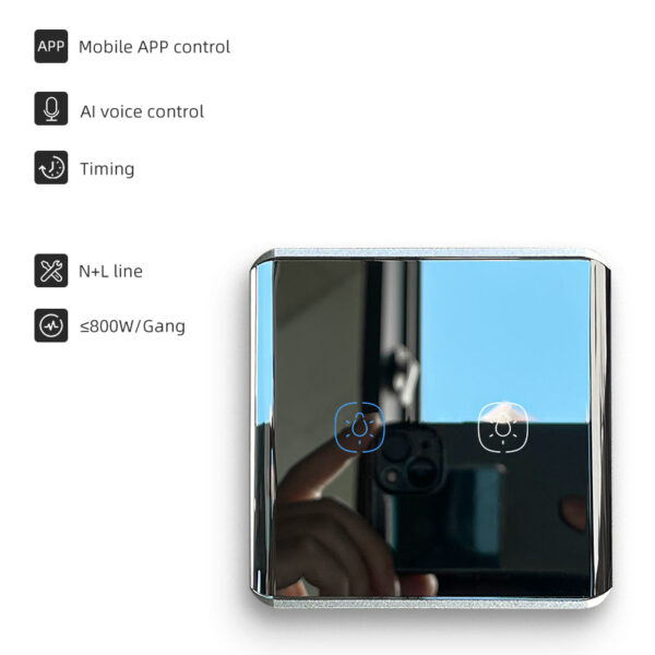Smart Light Switch 2 gang Wi-Fi N+L line EU/UK 220v smart switch - Image 2