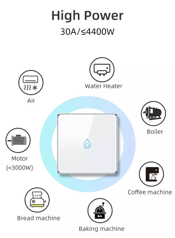 30A/4400W Smart  Switch 1gang Wi-Fi N+Lline EU/UK smart network switch - Image 22