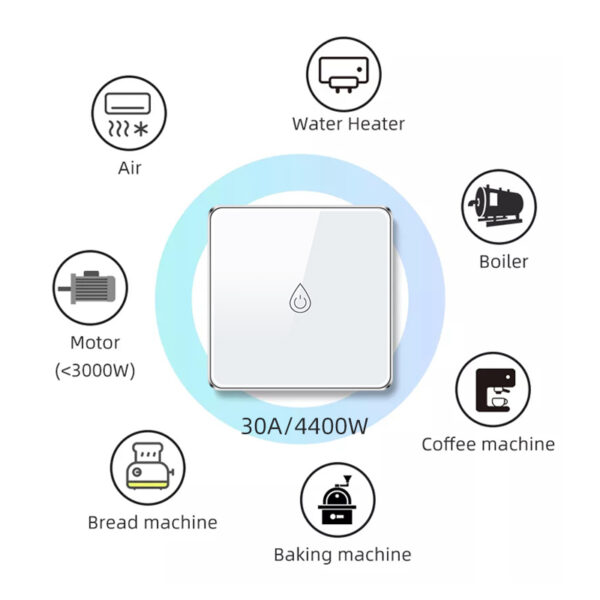 30A/4400W Smart  Switch 1gang Wi-Fi N+Lline EU/UK smart network switch - Image 3