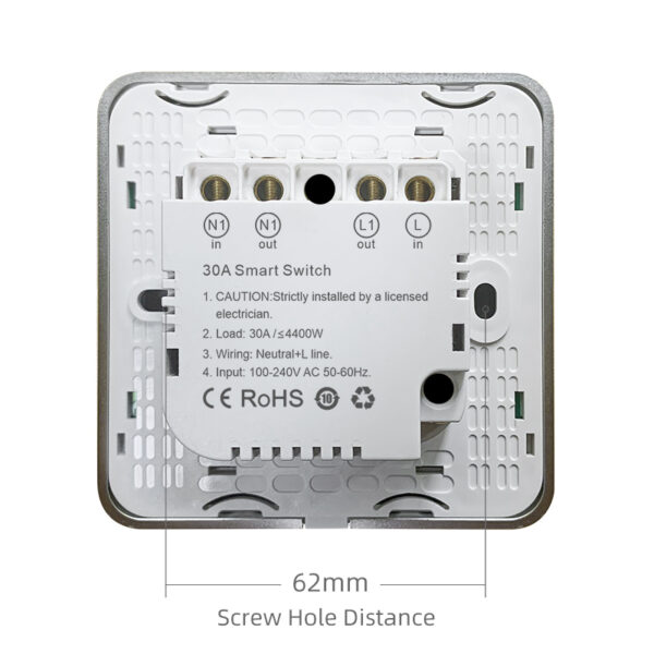 30A/4400W Smart  Switch 1gang Wi-Fi N+Lline EU/UK smart network switch - Image 4