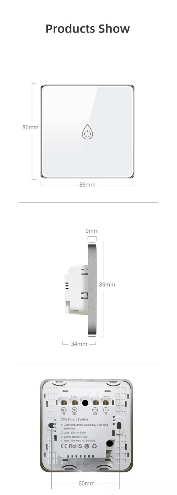 30A/4400W Smart  Switch 1gang Wi-Fi N+Lline EU/UK smart network switch - Image 30