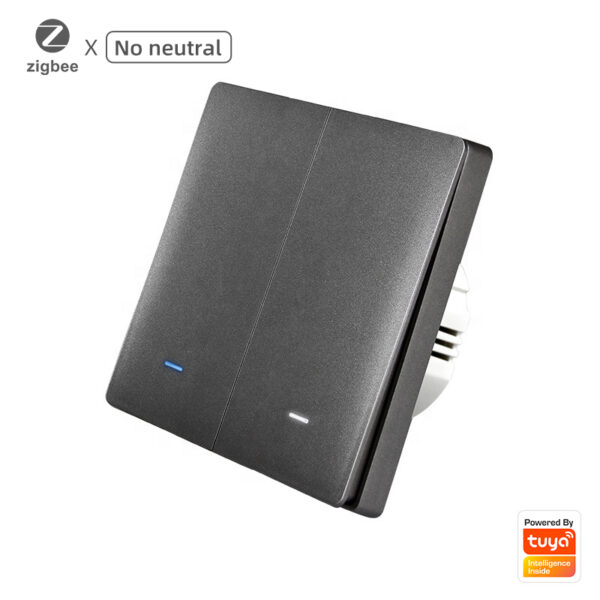 Smart Light Switch 2gang No neutral ZigBee Single L line EU/UK 220v smart switch