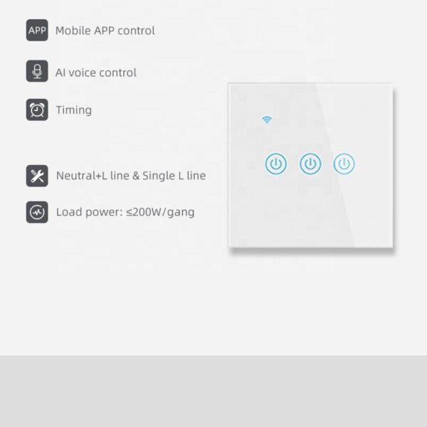 Smart Light Switch 3 gang WiFi N+Lline & L line EU/UK google home smart light switch - Image 2