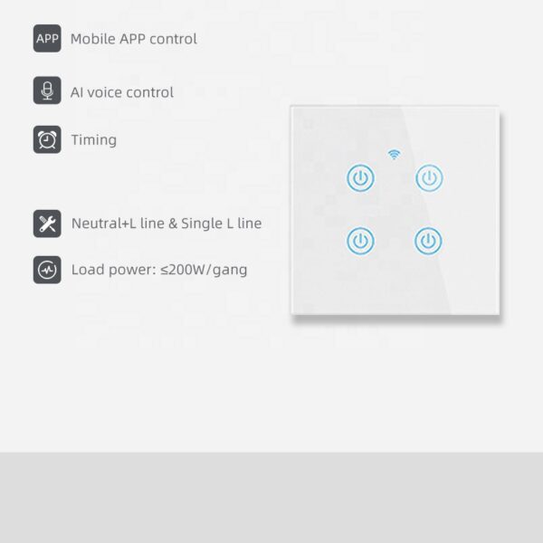 Smart Light Switch 4 gang WiFi N+Lline & L line EU/UK smart network switch - Image 2