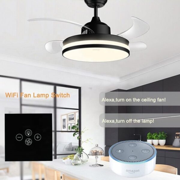 Smart Fan Light Switch 3gang Wi-Fi N+Lline EU/UK smart light switch google home - Image 4