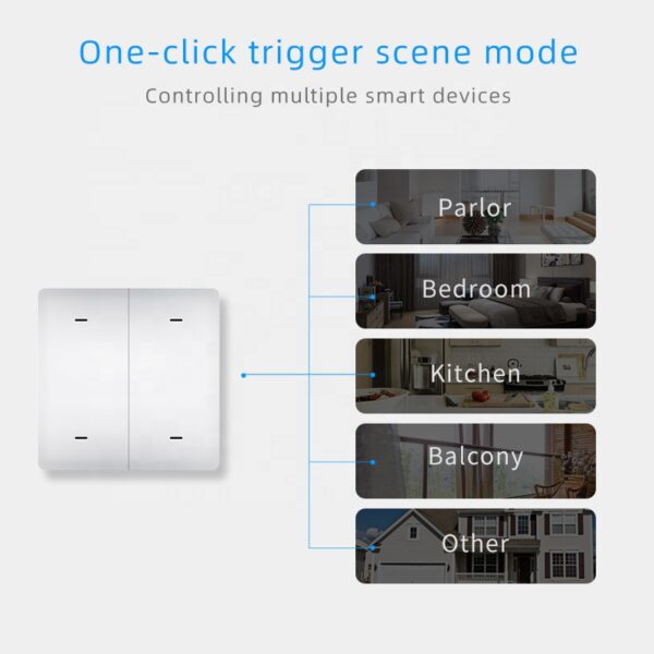 Wireless Scene Switch 4gang ZigBee Battery Switch 4 gang smart switch - Image 4