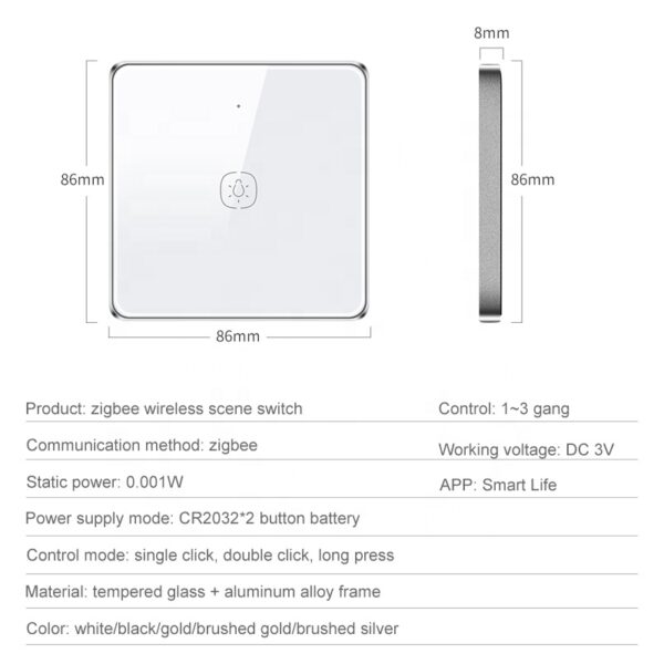 Wireless Scene Switch 1gang ZigBee Battery Switch smart network switch - Image 5