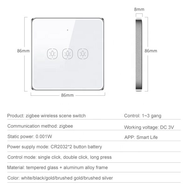 Wireless Scene Switch 3gang ZigBee Battery Switch smart network switch - Image 5