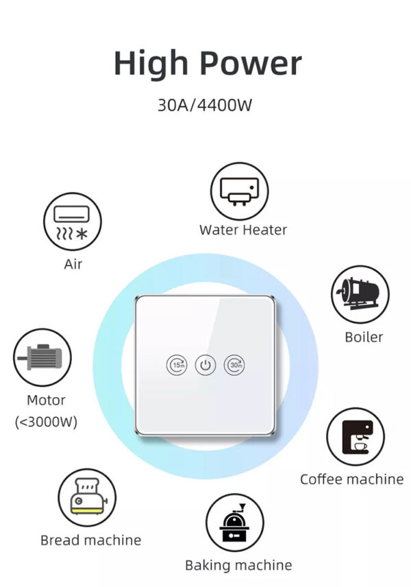30A/4400W Smart  Switch 1gang Wi-Fi N+Lline EU/UK smart network switch - Image 12