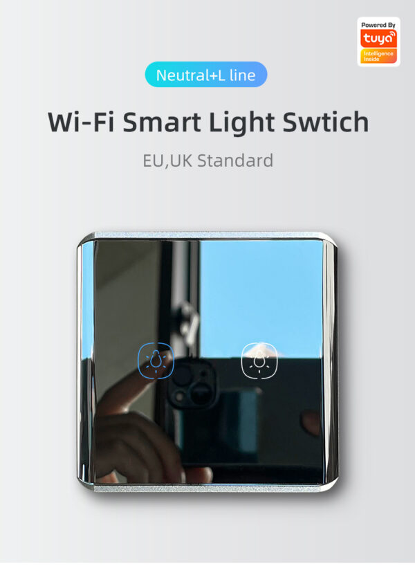 Smart Light Switch 2 gang Wi-Fi N+L line EU/UK 220v smart switch - Image 6