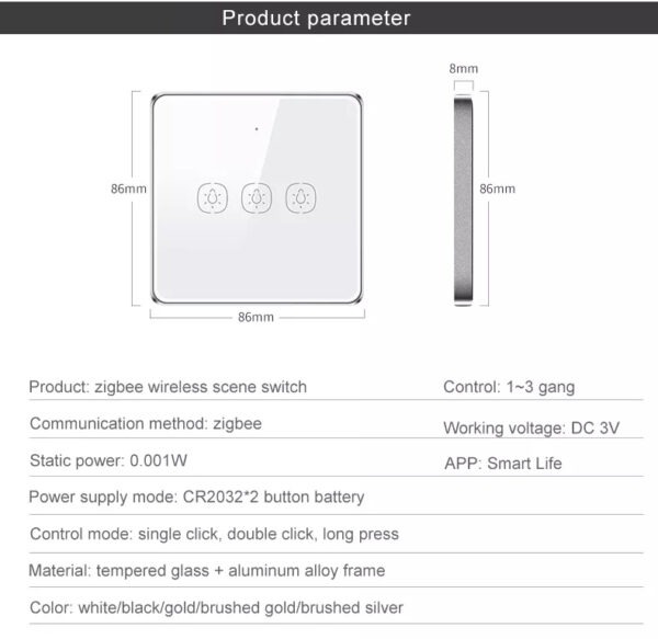 Wireless Scene Switch 3gang ZigBee Battery Switch smart network switch - Image 17