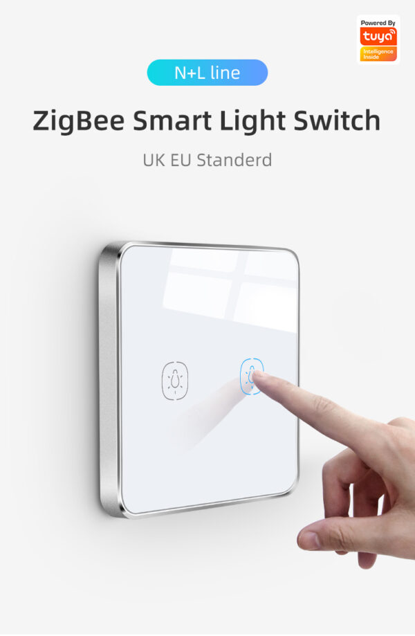 Smart Light Switch 2gang ZigBee N+Lline EU/UK google home smart light switch - Image 18