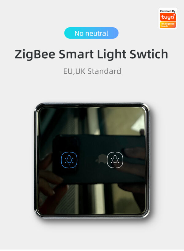 Smart Light Switch 2 gang No neutral ZigBee Single L line EU/UK alexa smart light switch - Image 6