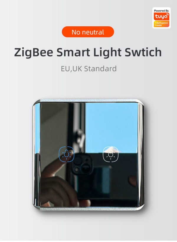 Smart Light Switch 2 gang No neutral ZigBee Single L line EU/UK google smart light switch - Image 6