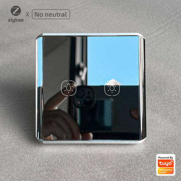 Smart Light Switch 2 gang No neutral ZigBee Single L line EU/UK google smart light switch
