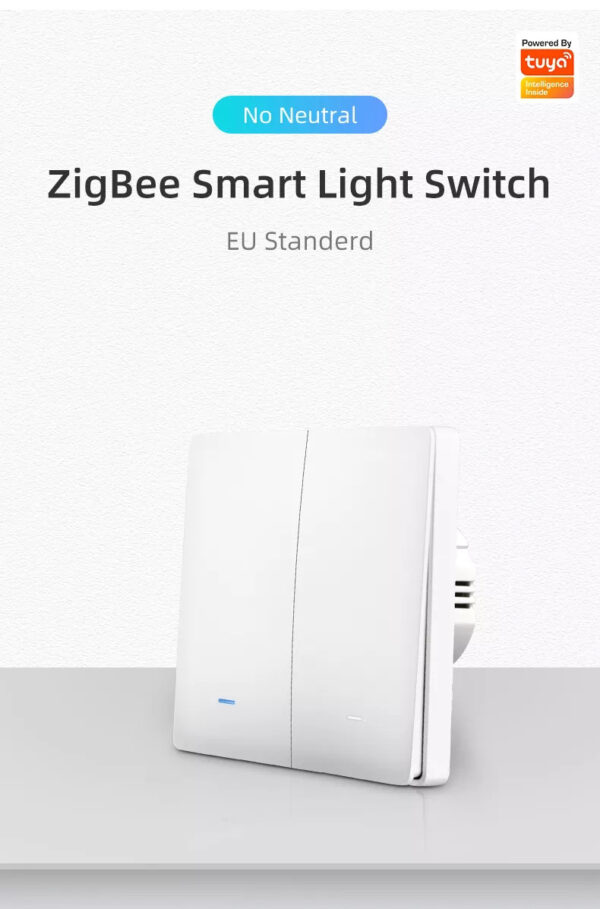 Smart Light Switch 2gang No neutral ZigBee Single L line EU/UK 220v smart switch - Image 7