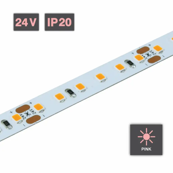 Flexible LED Strip Light | Series 5 | 14.4W/m 120 LED/m 24V Pink IP20 5M