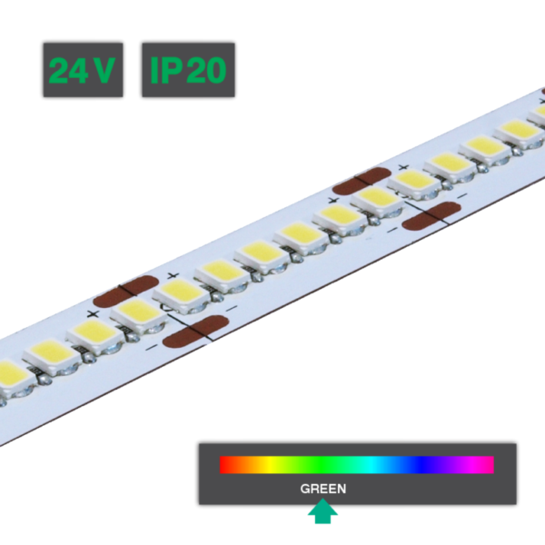 Flexible LED Strip Light | Series 7 | 24W/m 240 LED/m 24V Green IP20 10m