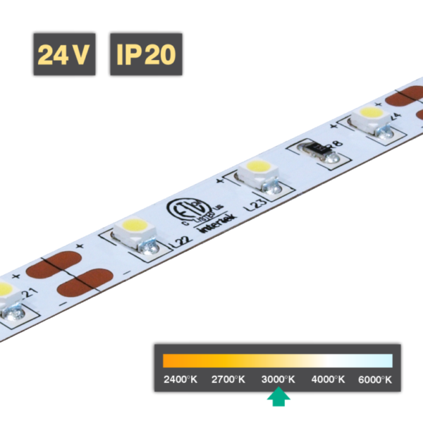 Flexible LED Strip Light | Series 1 | 4.8W/m 60 LED/m 24V 3000ºK IP20 5M