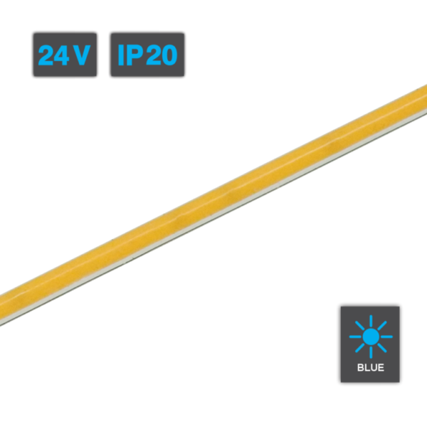 Flexible LED Strip Light | COB | 5W/m 480 LED/m 24V Blue IP20 5mm 20m